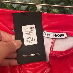 Fashion Nova red latex shorts sz S NEW